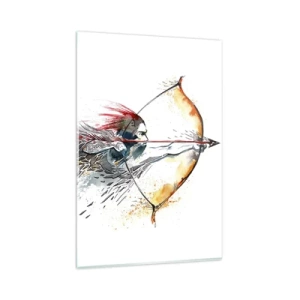 Quadro em vidro - Guerreiro mítico com um arco de fogo - 80x120 cm