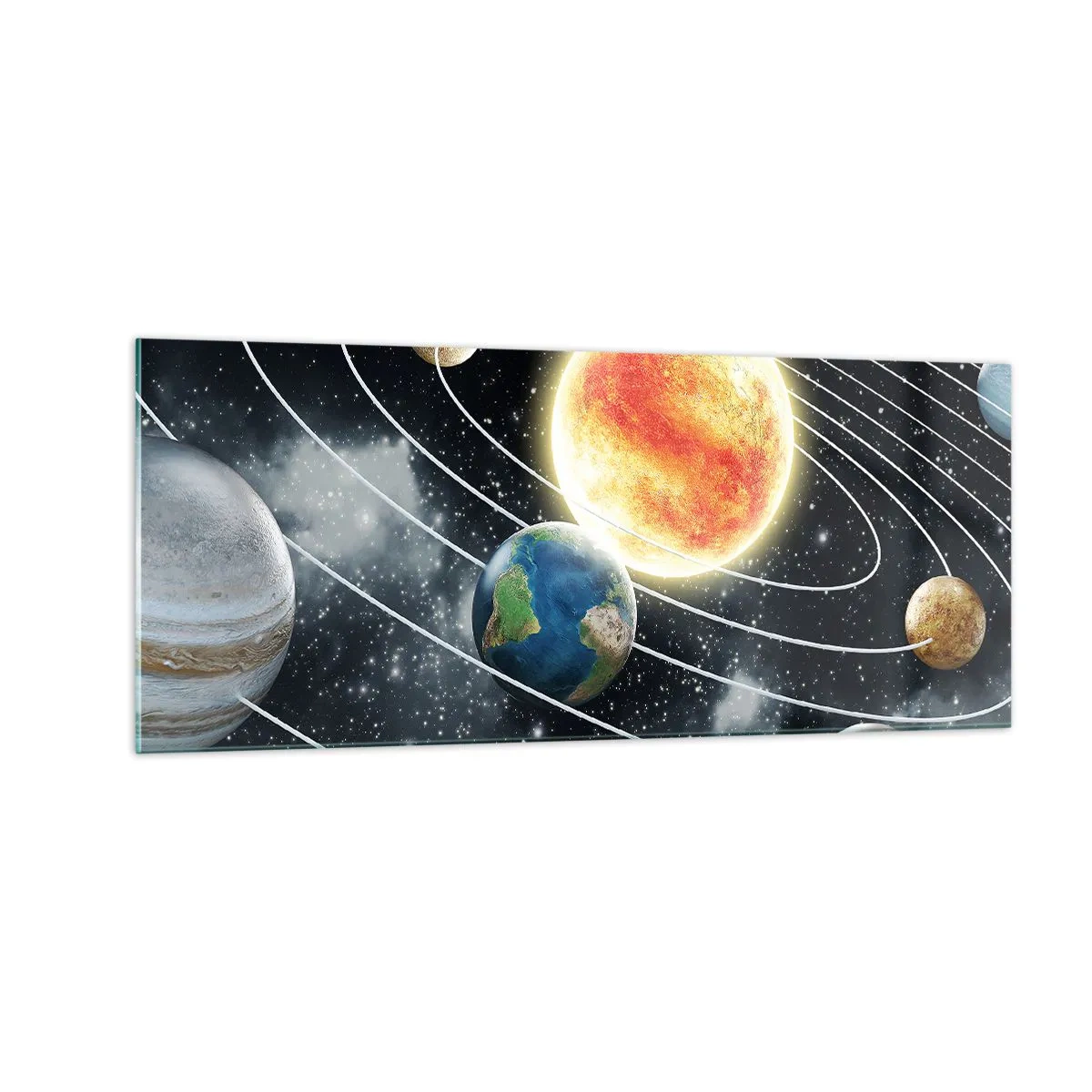 Quadro em vidro - Dança espacial - 100x40 cm