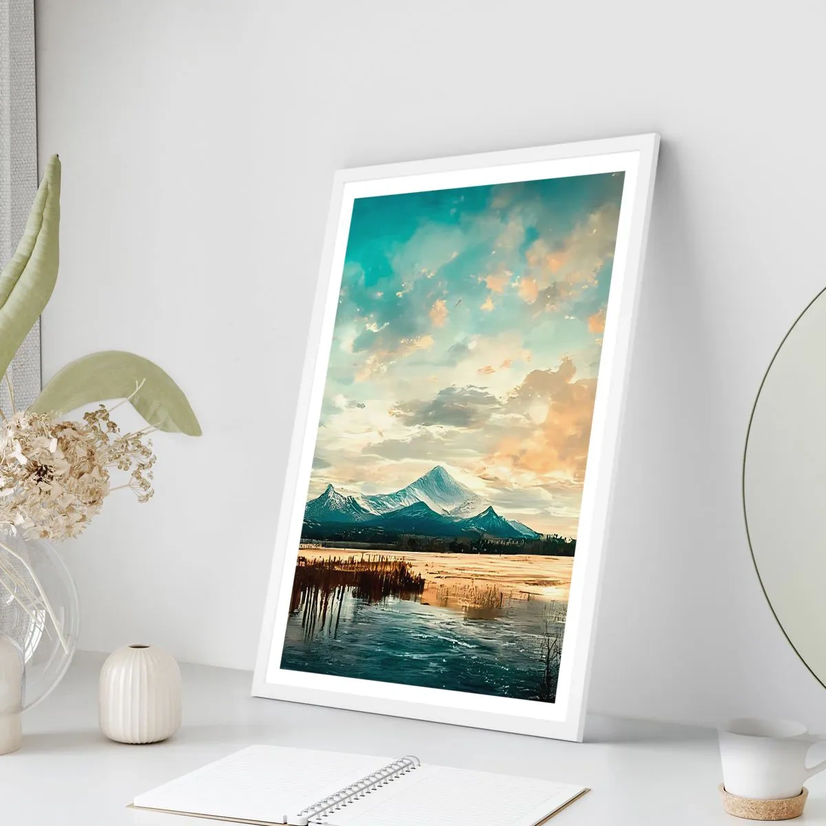 Pôster em moldura branca - Sob a proteção do céu - 61x91 cm