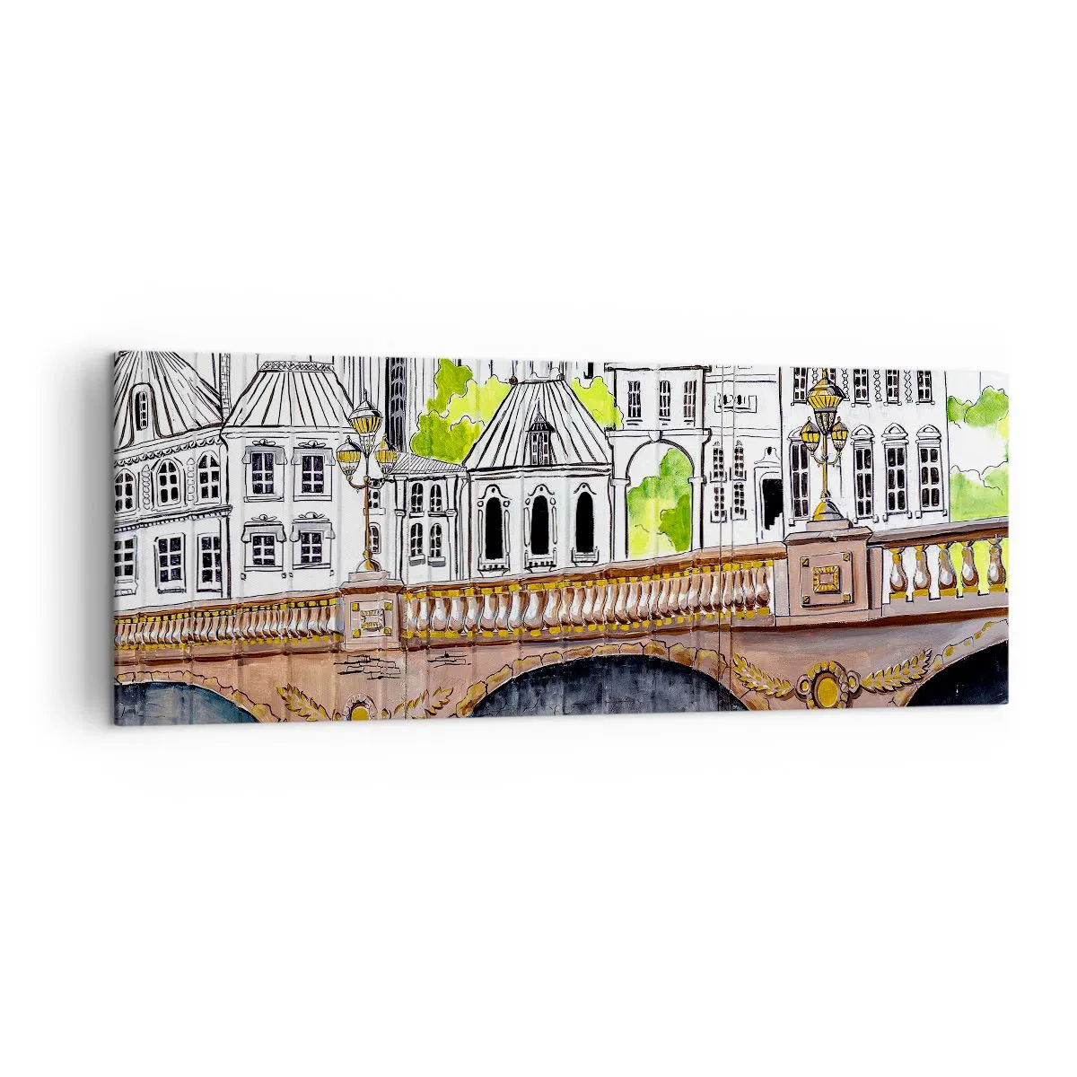 Quadro em tela - Cidade pintada - 140x50 cm
