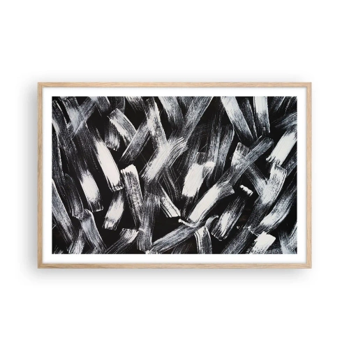 Pôster com moldura de carvalho claro - Abstração no espírito industrial - 91x61 cm