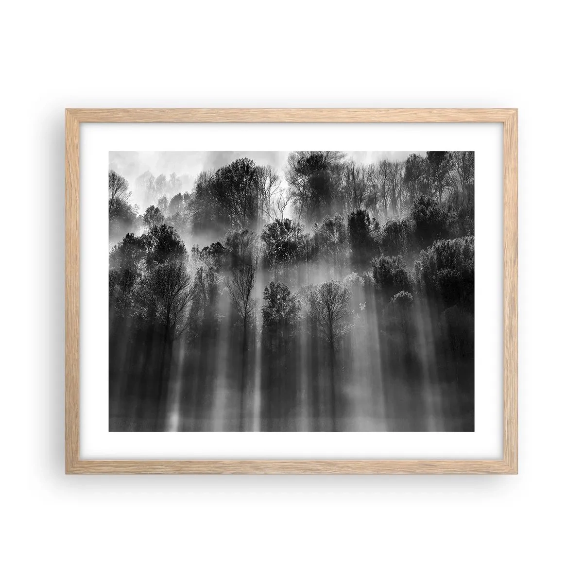 Pôster com moldura de carvalho claro - Em correntes de luz - 50x40 cm