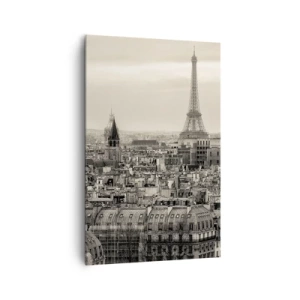 Quadro em tela - Sobre os telhados de Paris - 80x120 cm