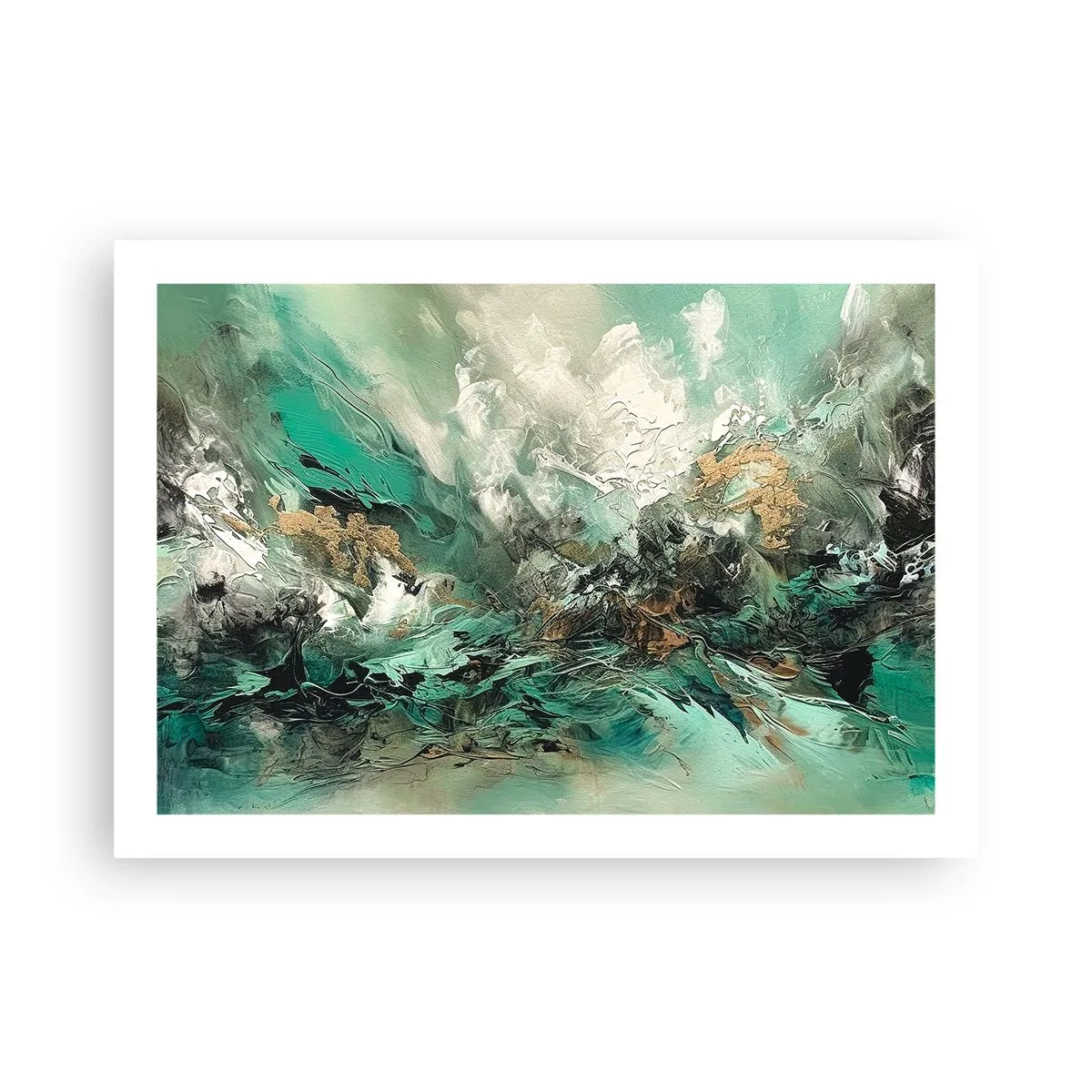 Pôster - Surf esmeralda e preto - 70x50 cm