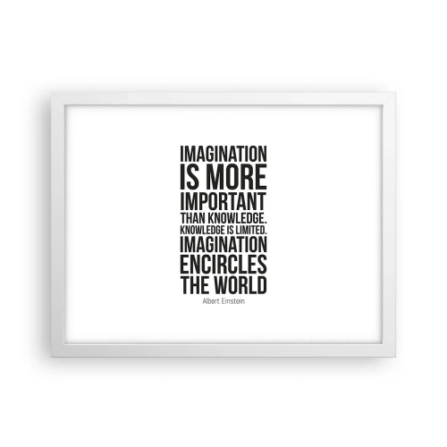 Pôster em moldura branca - Einstein sobre o poder da imaginação - 40x30 cm