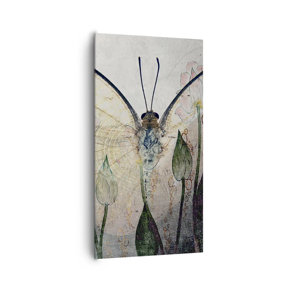 Quadro em tela - Onde a borboleta se esconde na relva - 65x120 cm