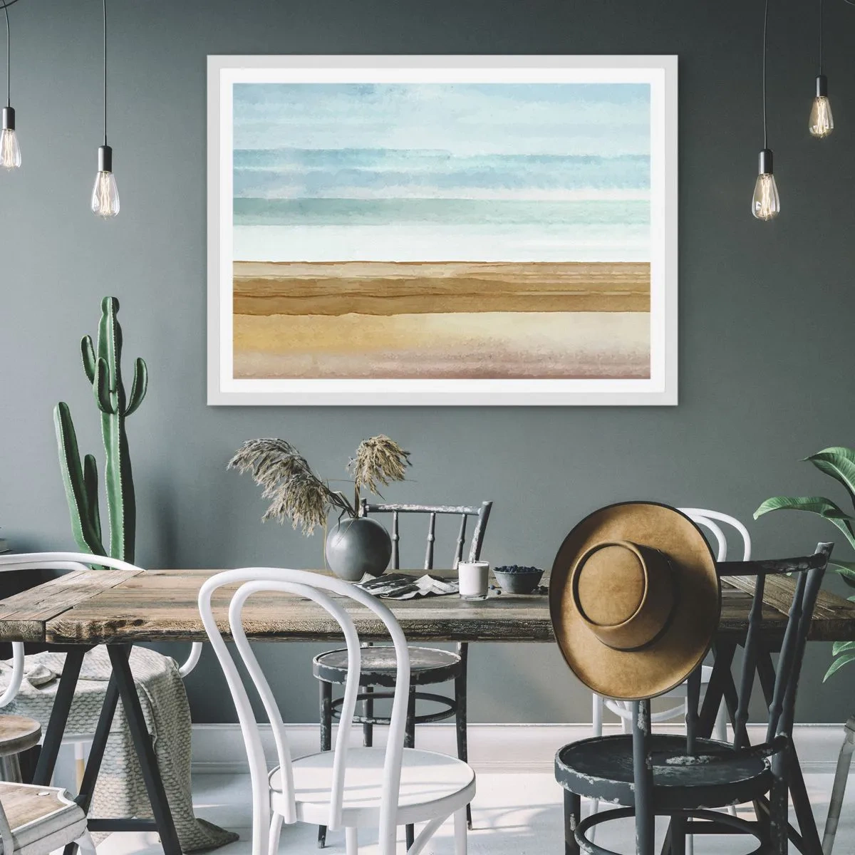 Pôster em moldura branca - Serenidade - 100x70 cm