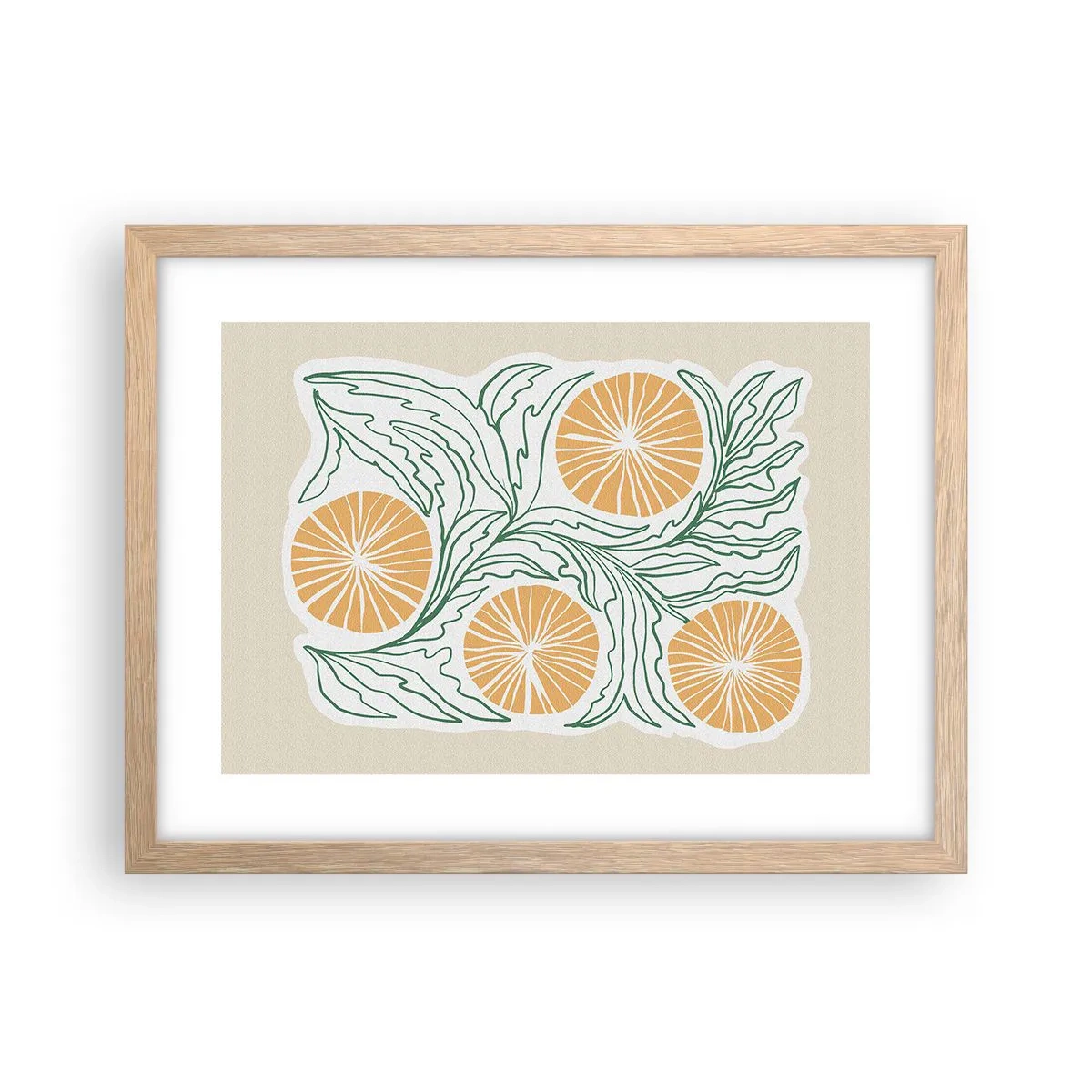 Pôster com moldura de carvalho claro - Étnico com um toque de abstração - 40x30 cm