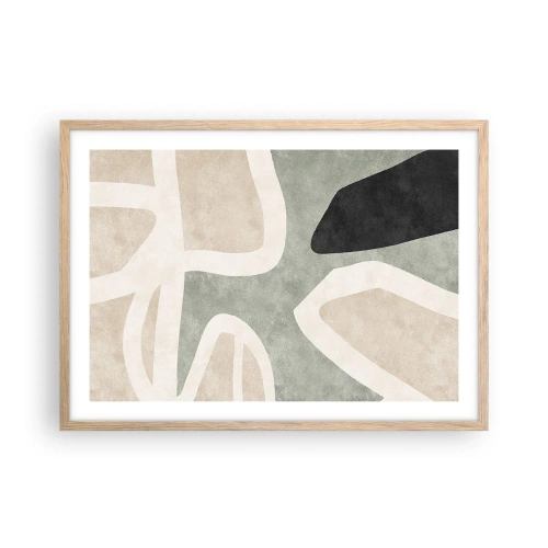 Pôster com moldura de carvalho claro - Composição com motivo preto - 70x50 cm