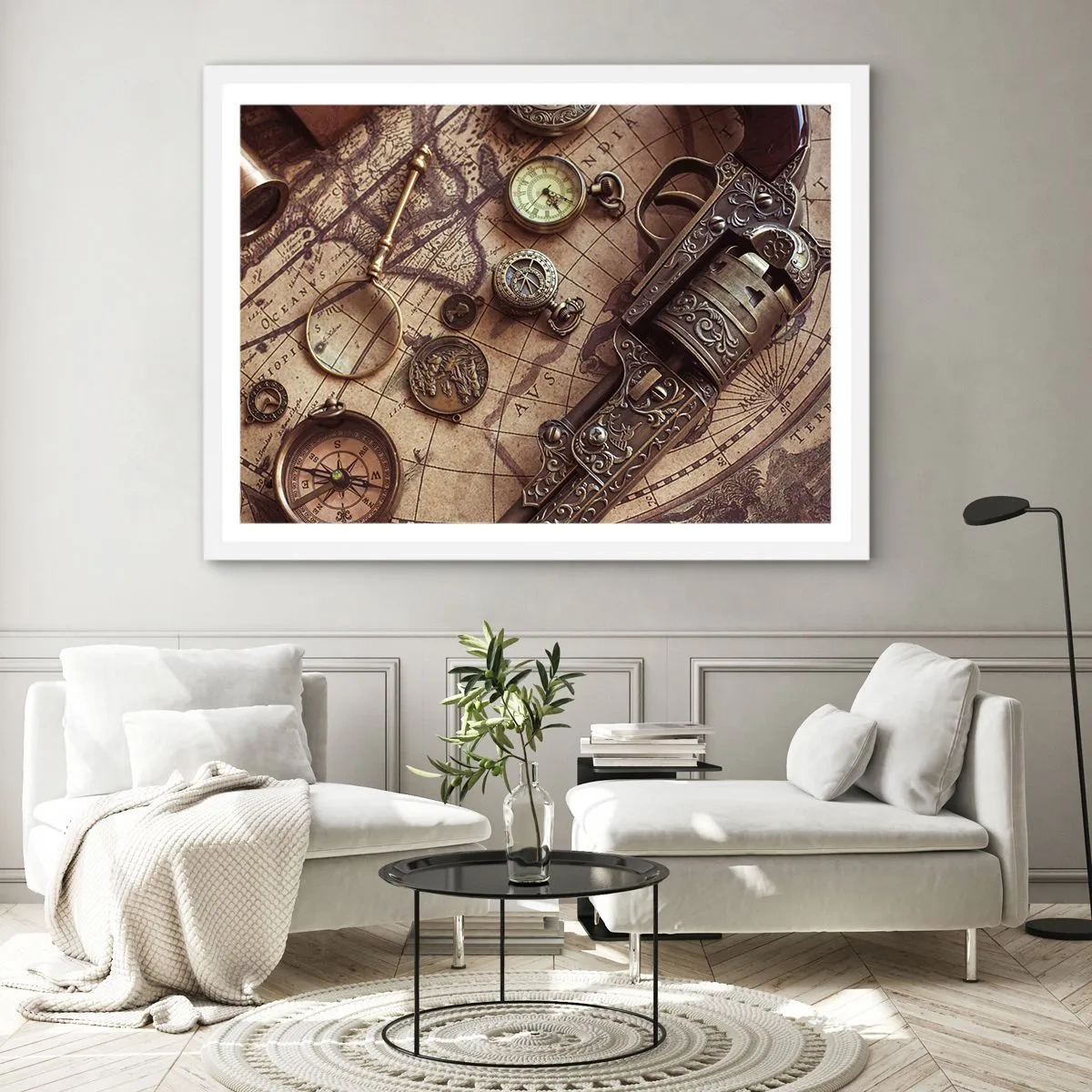 Pôster em moldura branca - A aventura nos chama - 100x70 cm