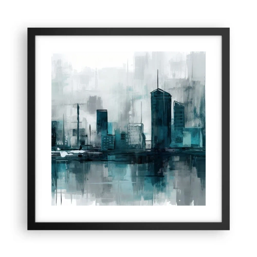 Pôster com moldura preta - Uma cidade da cor da chuva - 40x40 cm