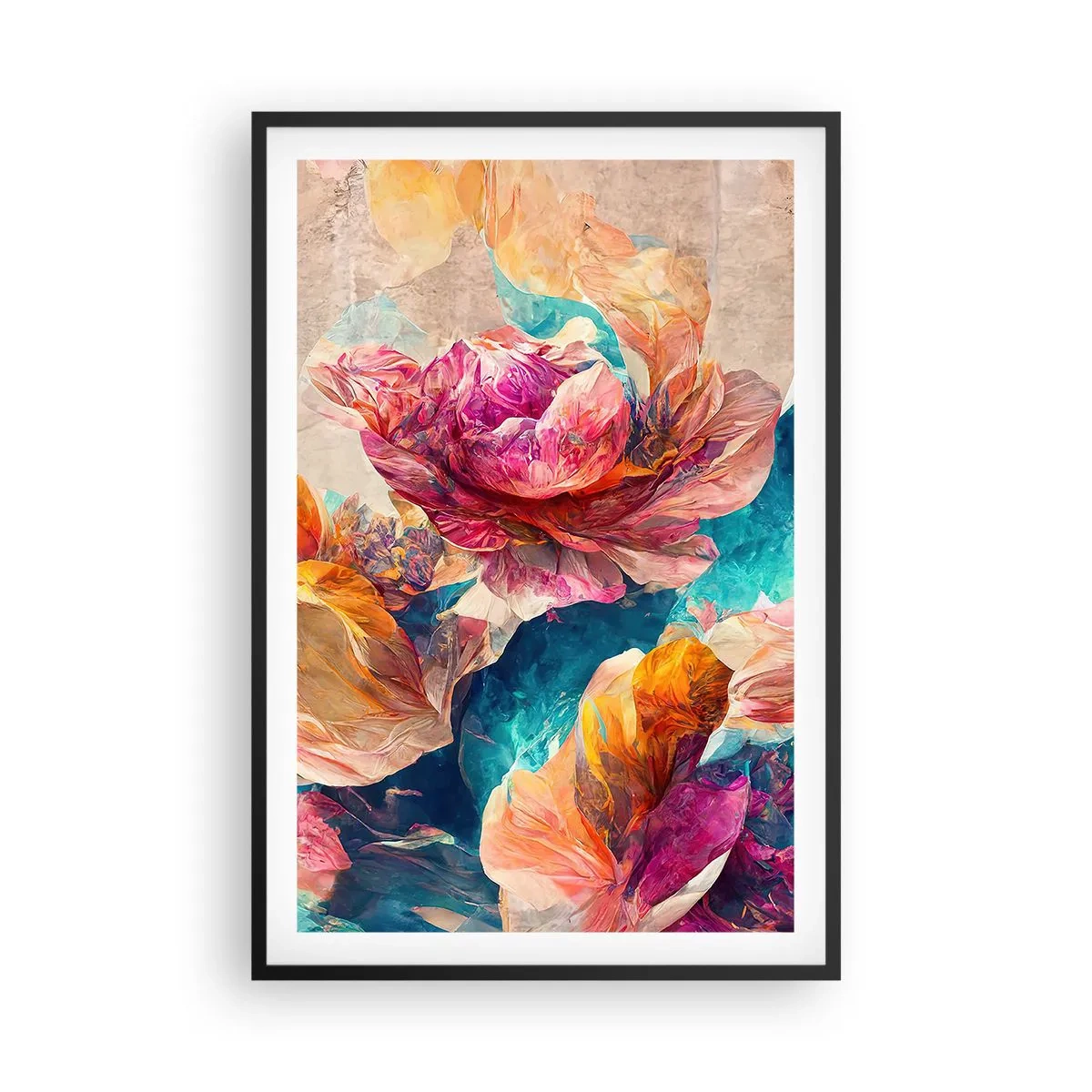 Pôster com moldura preta - Esplendor colorido do buquê - 61x91 cm