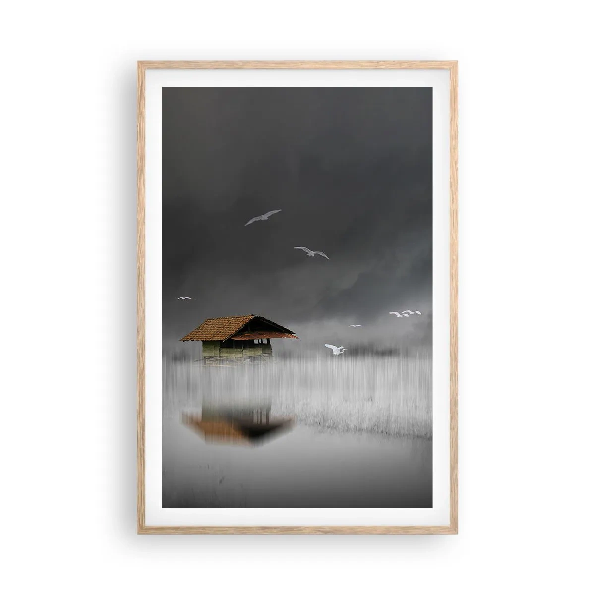 Pôster com moldura de carvalho claro - Abrigo da chuva - 61x91 cm