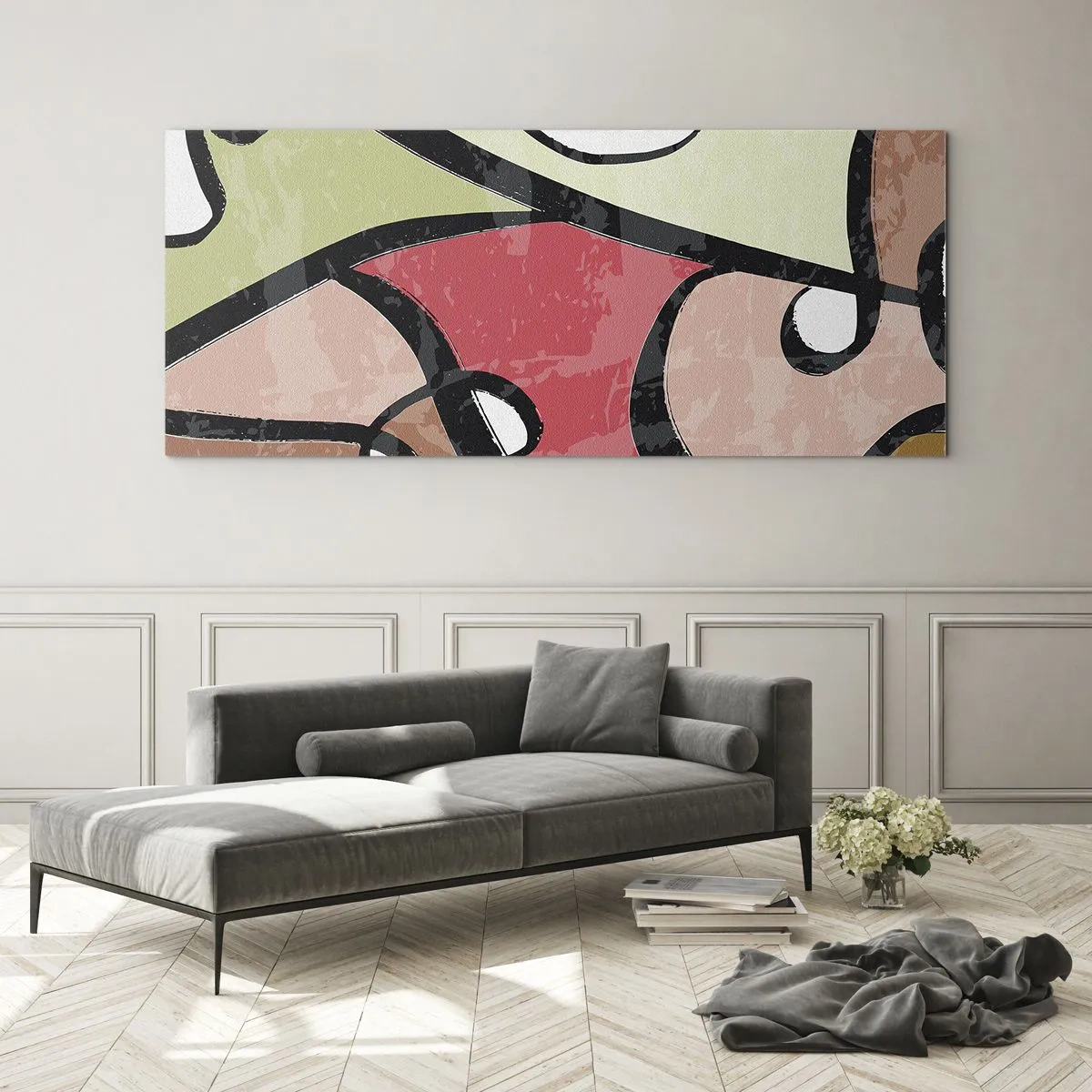 Quadro em vidro - Piruetas entre cores - 120x50 cm