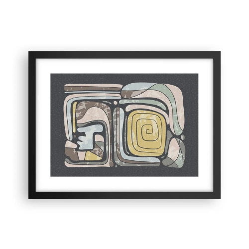 Pôster com moldura preta - Abstração no espírito pré-colombiano - 40x30 cm