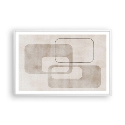 Pôster em moldura branca - Argamassa geométrica - 91x61 cm