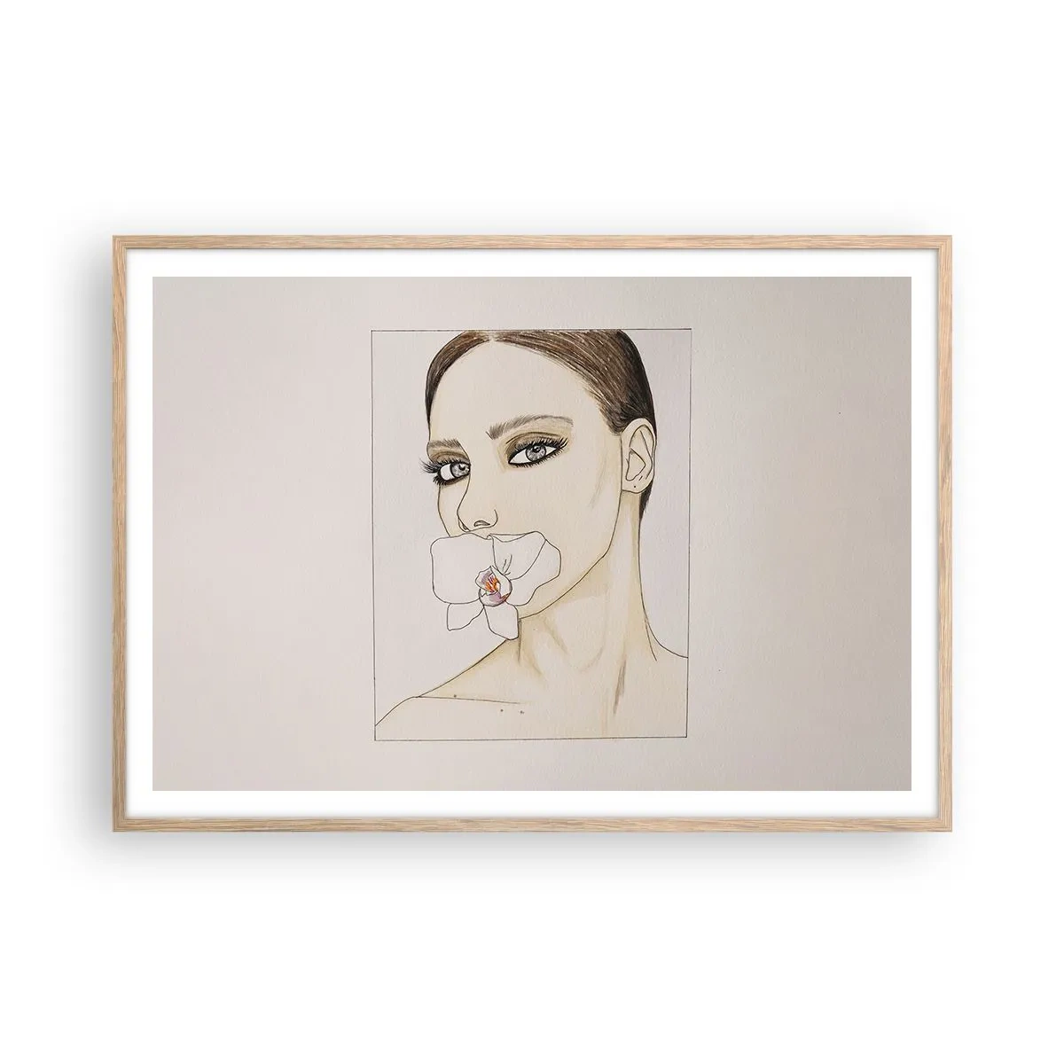 Pôster com moldura de carvalho claro - Símbolo de elegância e beleza - 100x70 cm