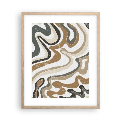 Pôster com moldura de carvalho claro - Meandros de cores da terra - 40x50 cm
