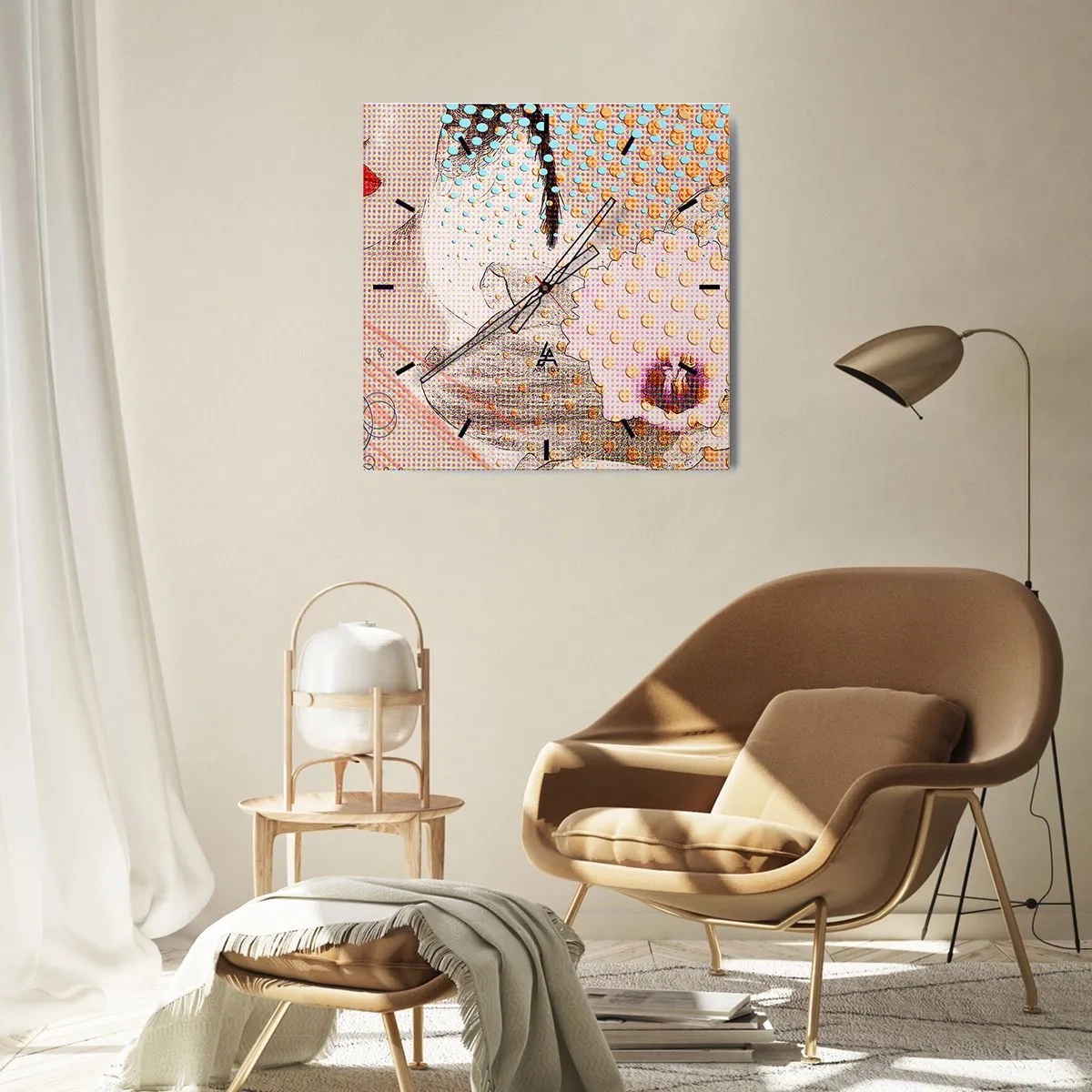 Relógio de parede - Relógio em vidro - Heroína de cartoon - 40x40 cm