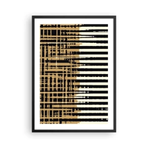 Pôster com moldura preta - Padrão geométrico com linhas e cores quentes - 50x70cm - Abstração arquitetónica - Decoração de parede moderna para a sala de estar e quarto ARTTOR