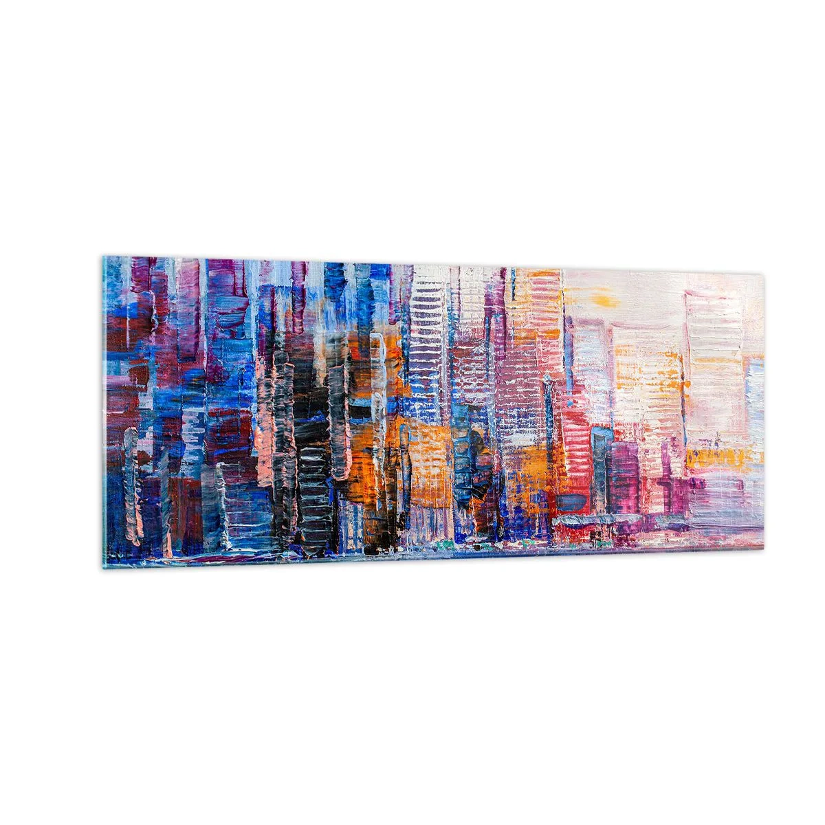 Quadro em vidro - Metrópole alegre - 100x40 cm