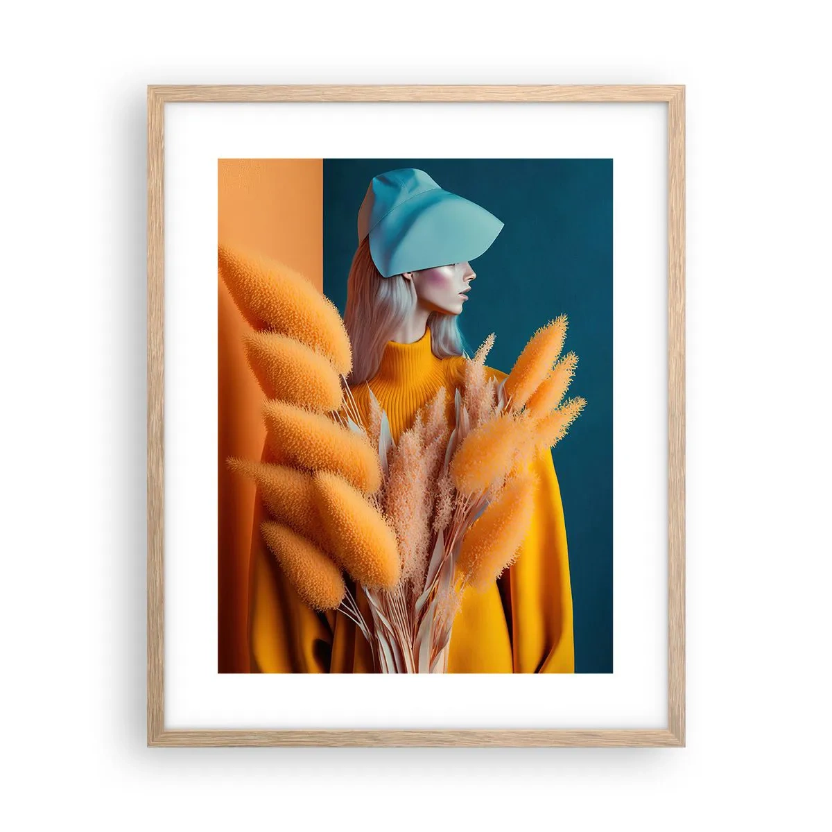 Pôster com moldura de carvalho claro - Retrato fofo - 40x50 cm