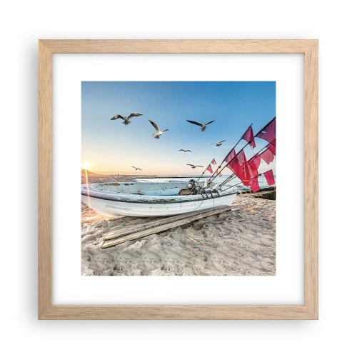 Pôster com moldura de carvalho claro - Um merecido descanso - 30x30 cm