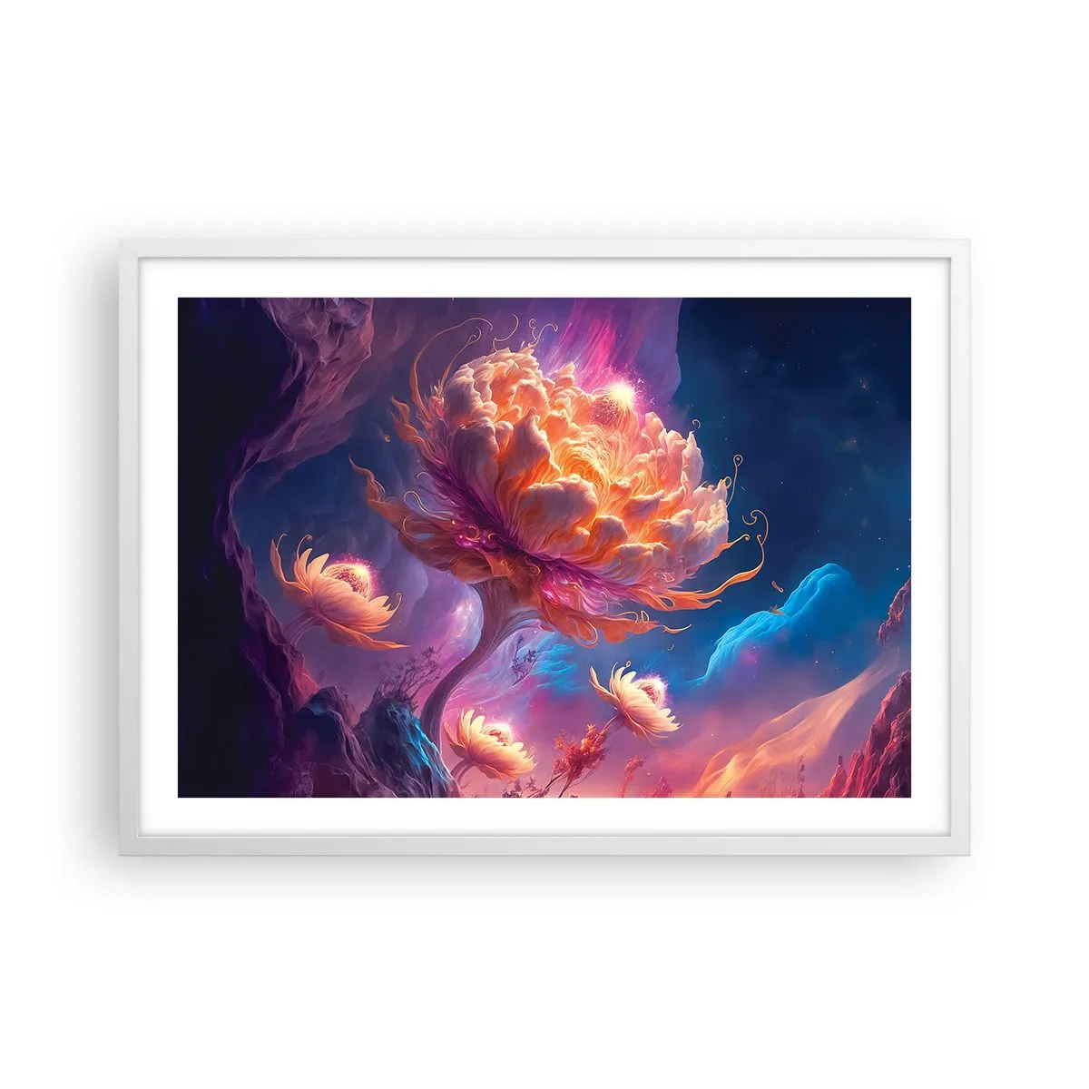 Pôster em moldura branca - Outro mundo - 70x50 cm