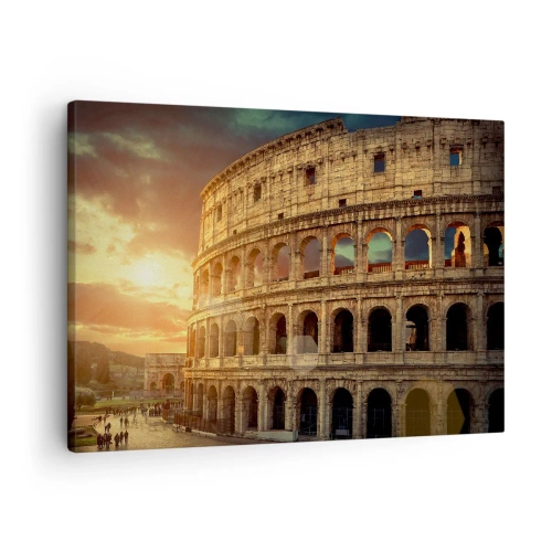 Quadro em tela - O Coliseu em Roma ao pôr do sol - 70x50cm - Monumento colossal - Decoração de parede moderna para a sala de estar e quarto ARTTOR