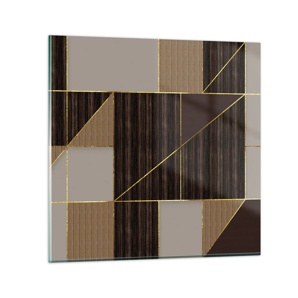Quadro em vidro - Mosaico de bronzes e ouro - 30x30 cm