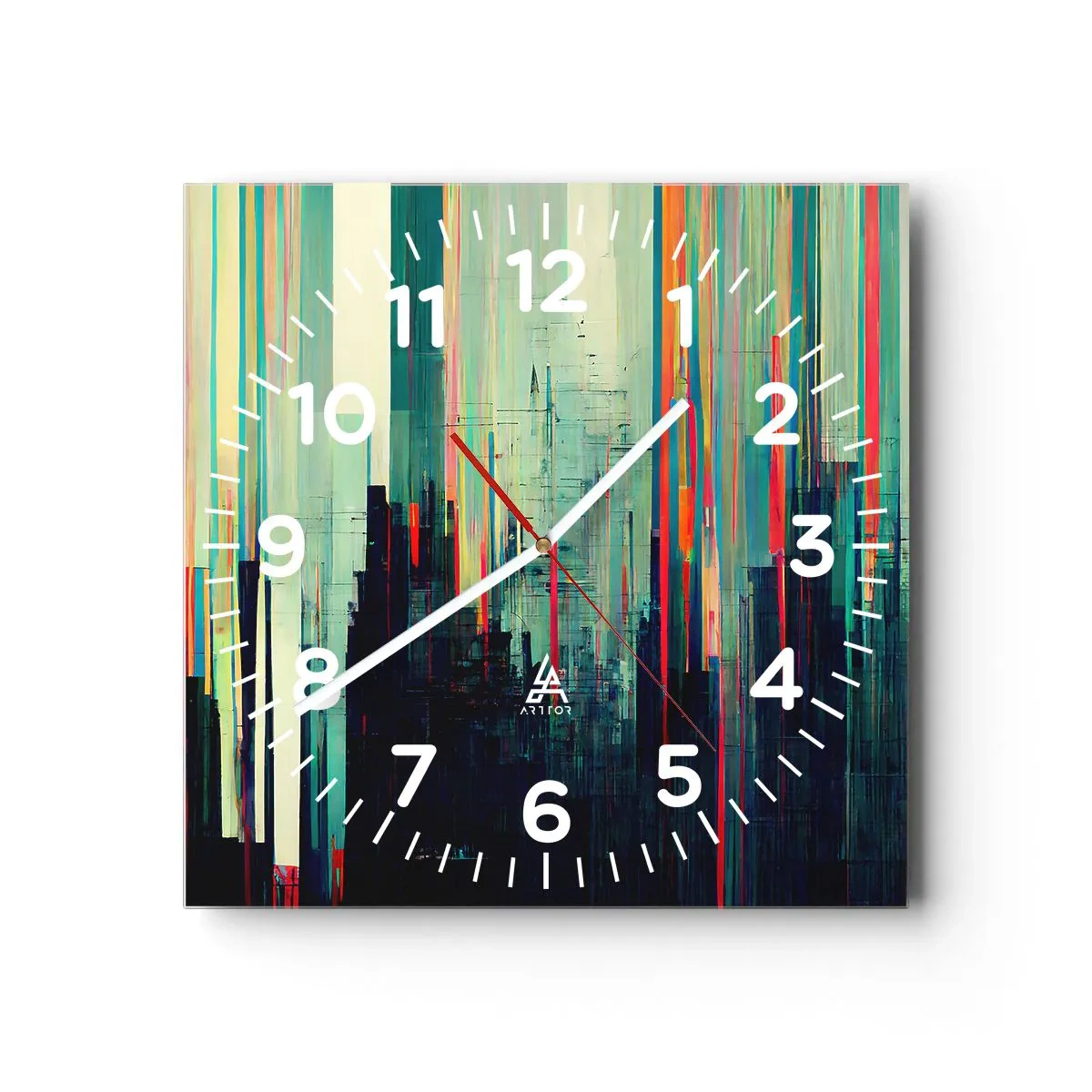 Relógio de parede - Relógio em vidro - Cidade futurista - 40x40 cm