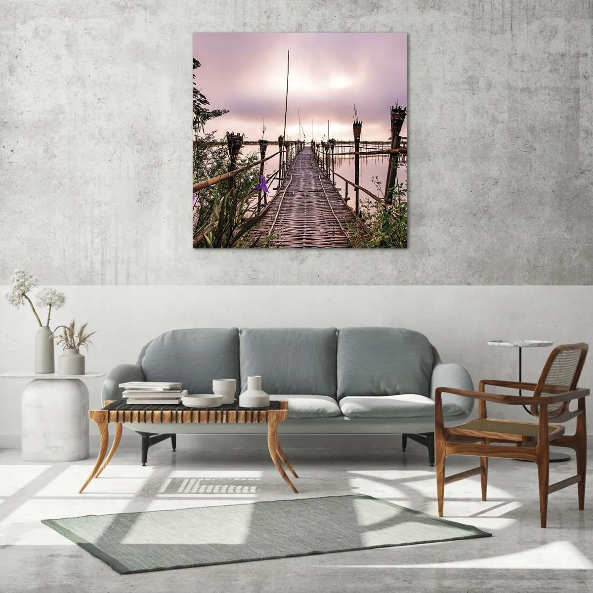 Quadro em vidro - Paz e tranquilidade da Ásia - 60x60 cm