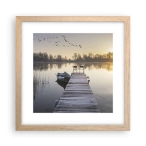 Pôster com moldura de carvalho claro - Voltarei dentro de algum tempo - 30x30 cm