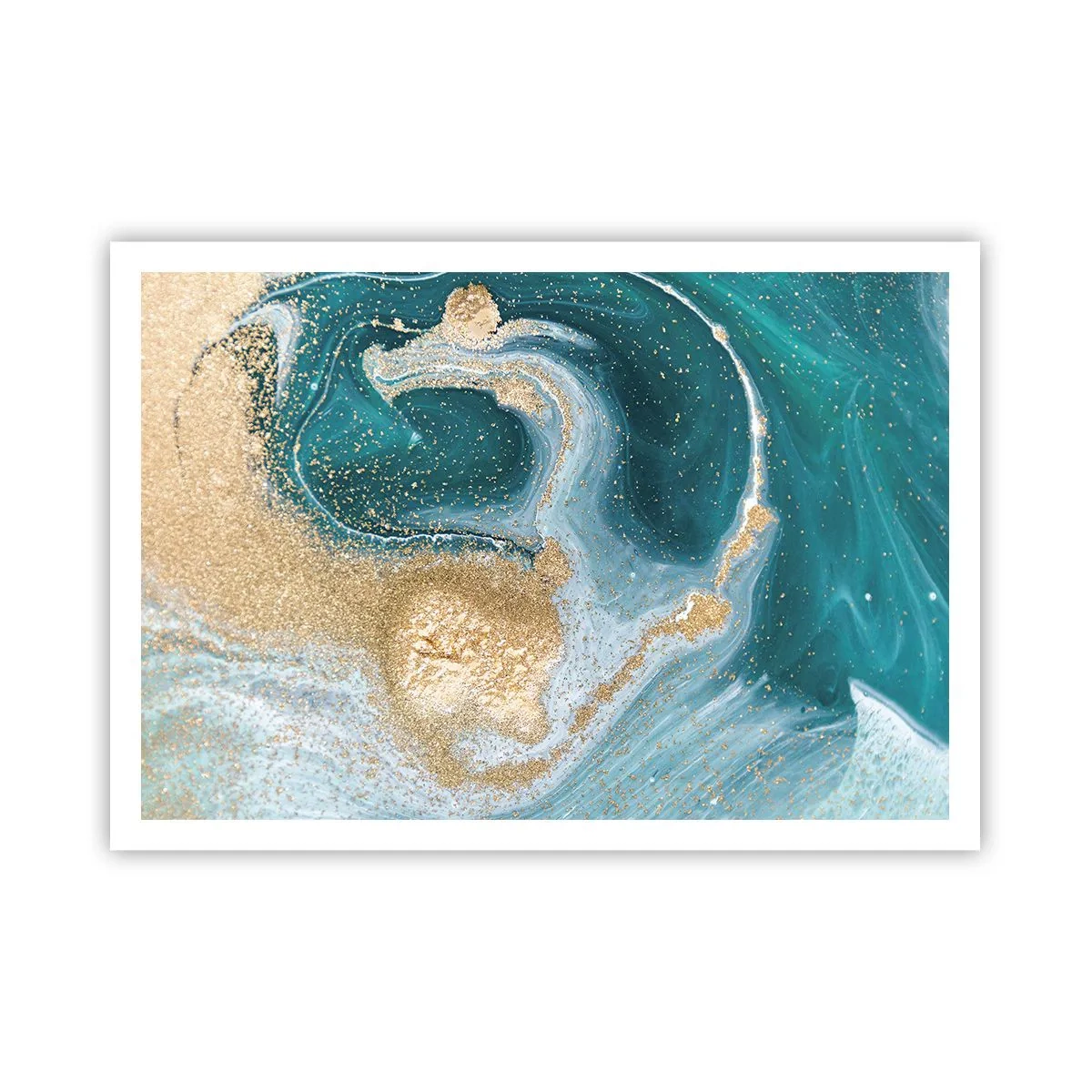 Pôster - Um vórtice de ouro e turquesa - 100x70 cm
