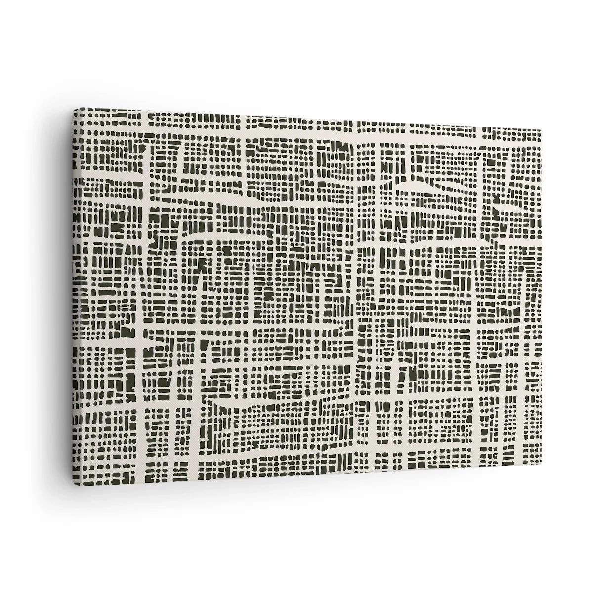 Quadro em tela - Um padrão geométrico semelhante a uma grade em um fundo claro - 70x50cm - Uma composição tecida - Decoração de parede moderna para a sala de estar e quarto ARTTOR