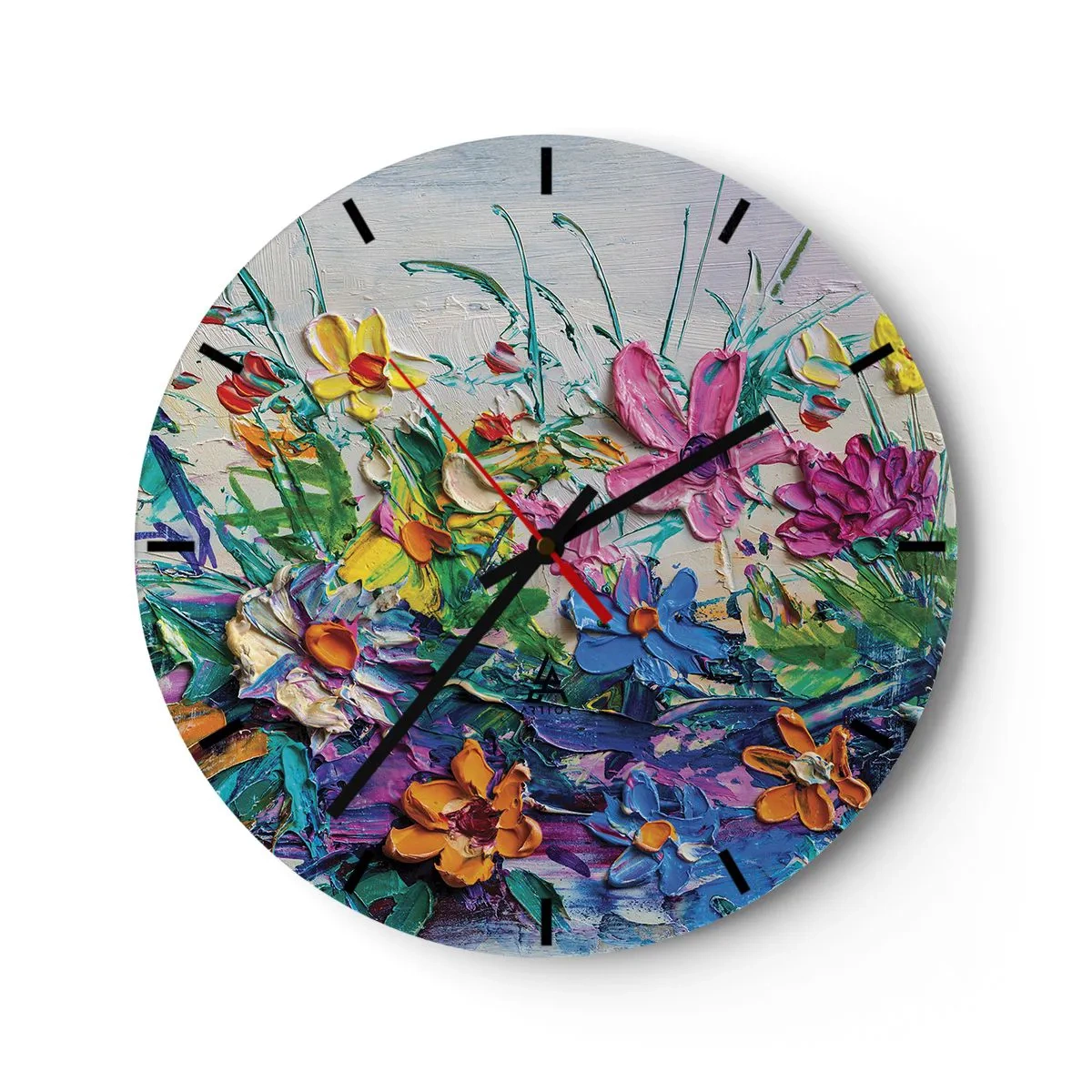 Relógio de parede - Relógio em vidro - Não é de todo natureza morta - 40x40 cm