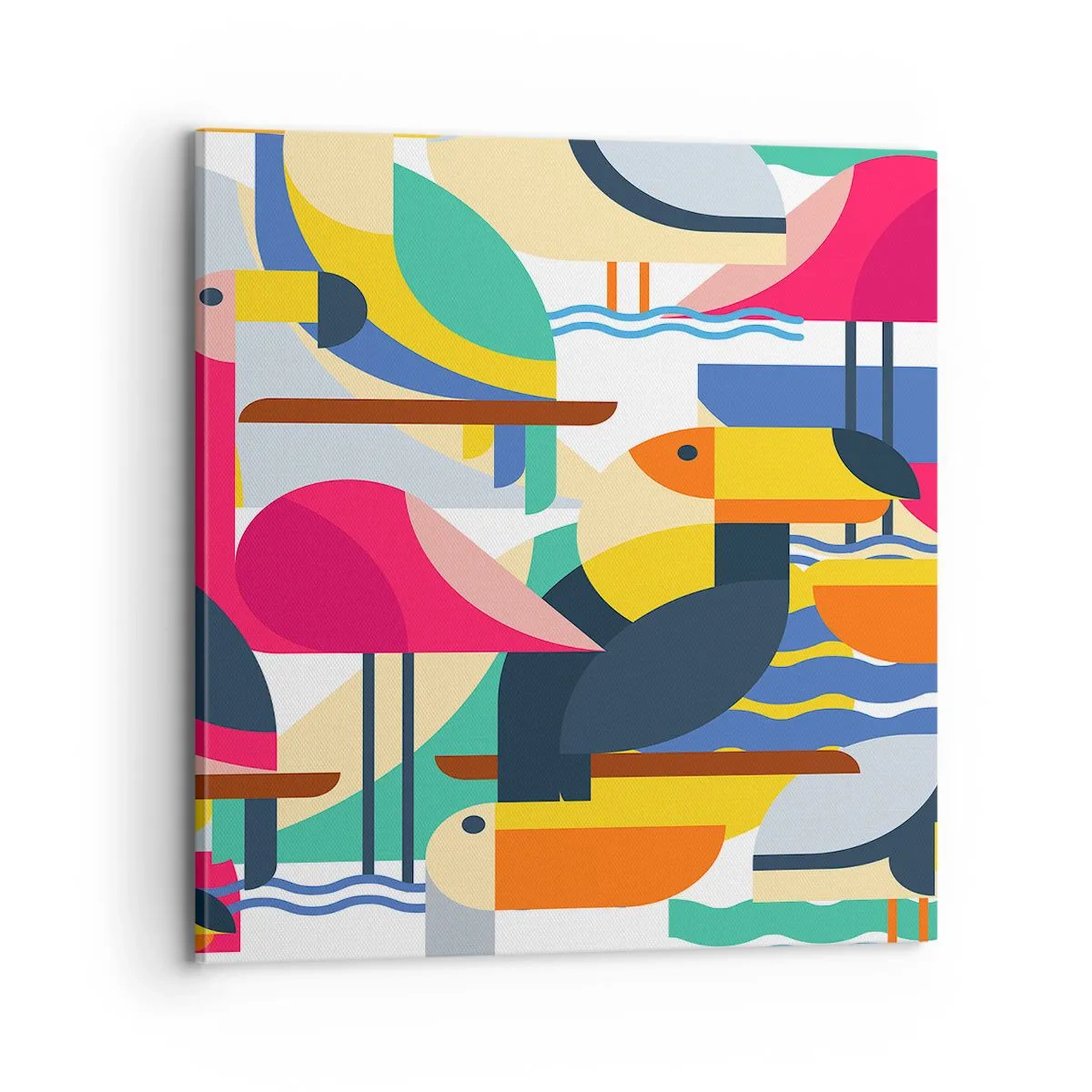 Quadro em tela - A festa dos pássaros - 70x70 cm