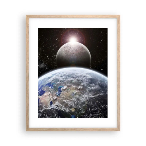 Pôster com moldura de carvalho claro - Paisagem espacial - o nascer do sol - 40x50 cm