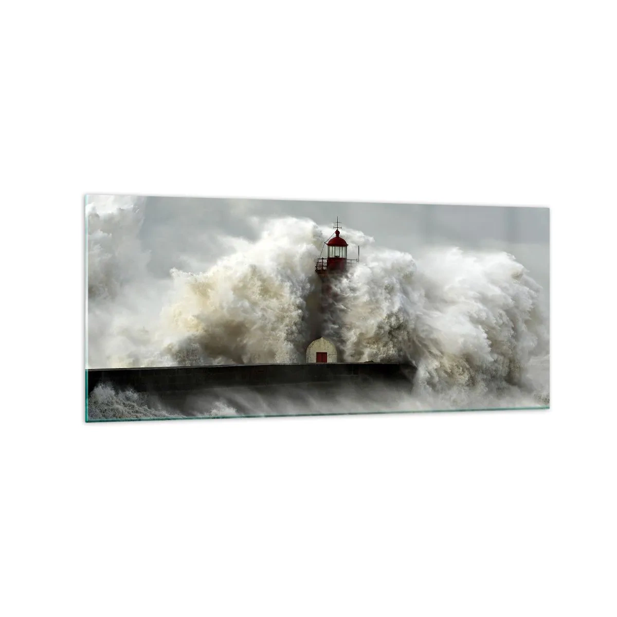 Quadro em vidro - A ira do oceano - 120x50 cm