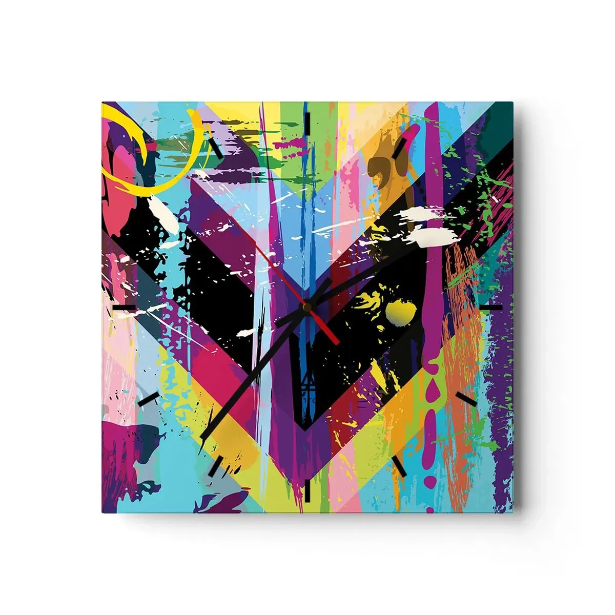 Relógio de parede - Relógio em vidro - De cima para baixo - 30x30 cm