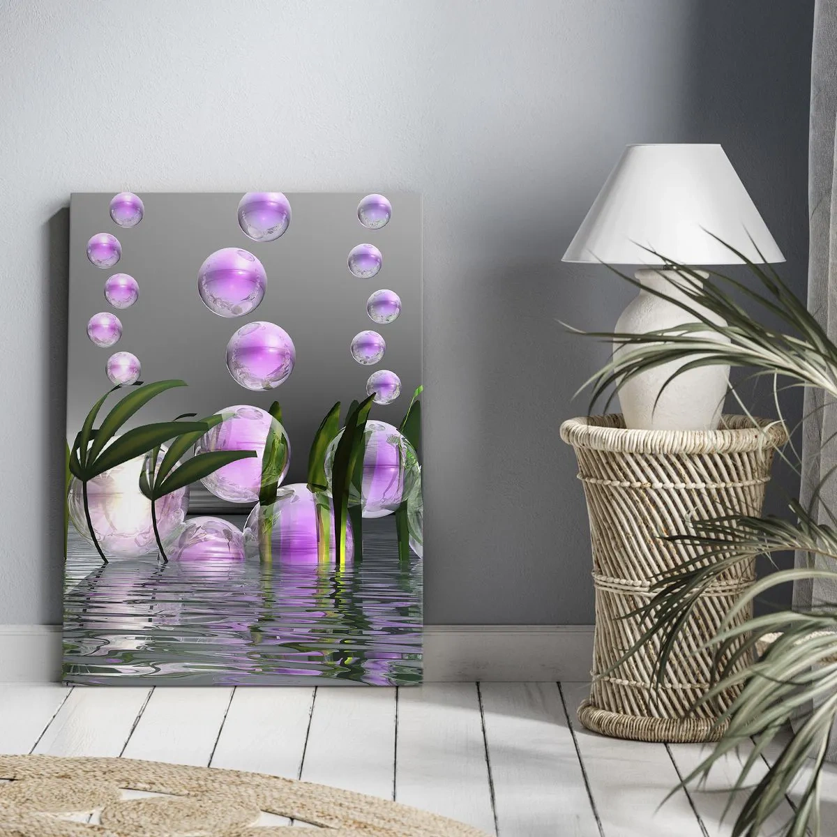 Quadro em tela - Composição reflexiva da leveza e da vida - 80x120 cm