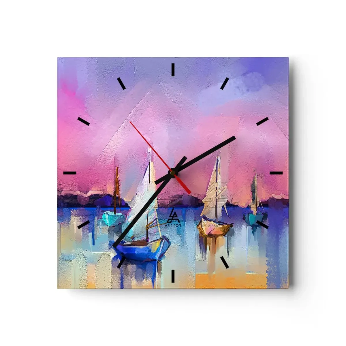 Relógio de parede - Relógio em vidro - Direção: águas largas - 30x30 cm