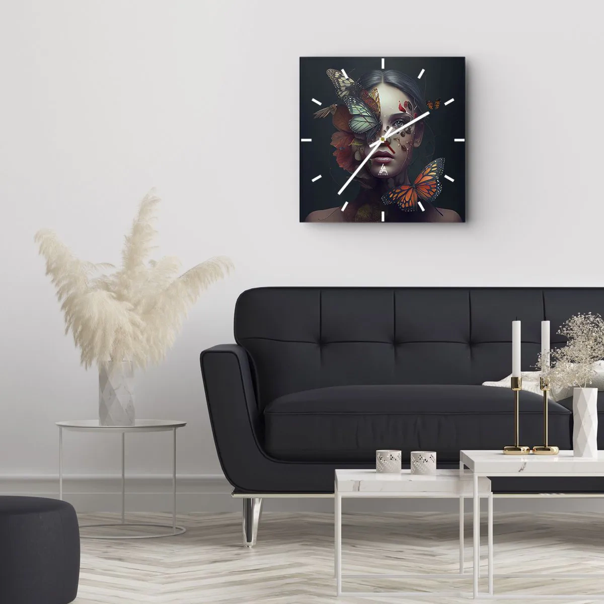 Relógio de parede - Relógio em vidro - Uma metamorfose maravilhosa - 40x40 cm