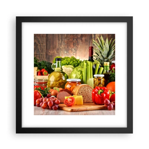 Pôster com moldura preta - Defumados, cozidos, em conserva - 30x30 cm