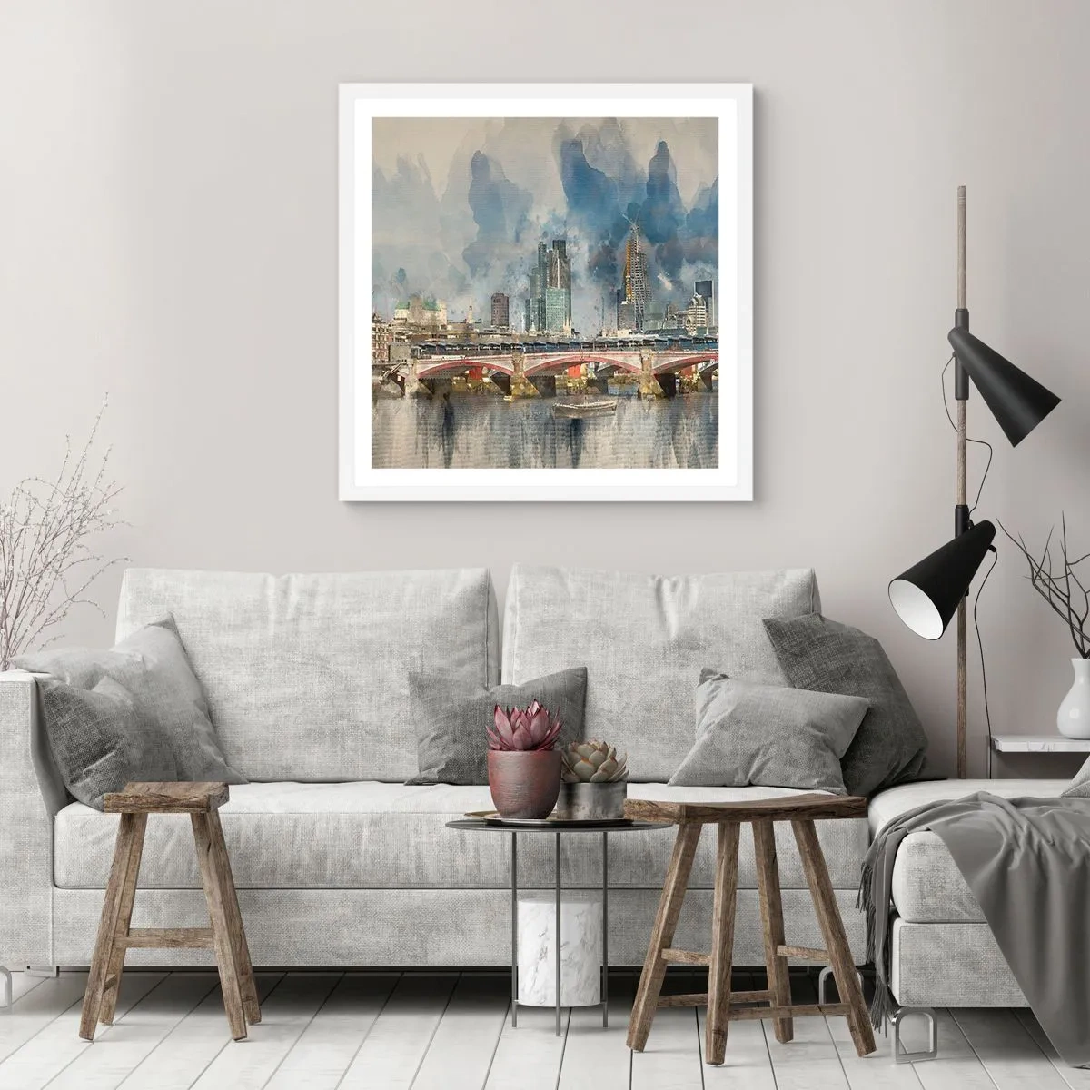 Pôster em moldura branca - Londres em toda a sua glória - 30x30 cm