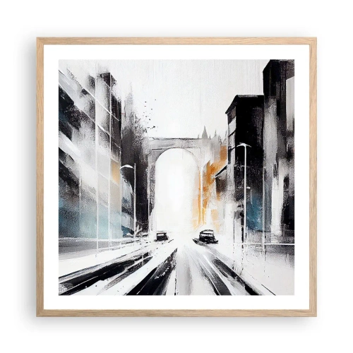 Pôster com moldura de carvalho claro - Estudo da cidade: arquitetura e movimento - 60x60 cm