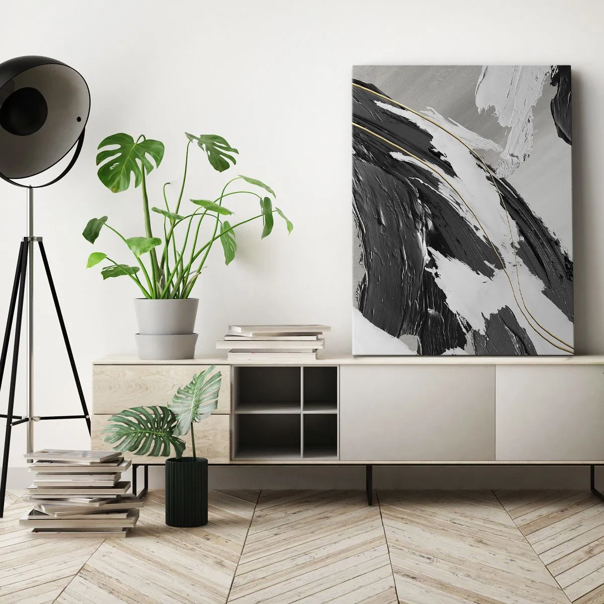 Quadro em tela - Abstração em grande escala - 45x80 cm