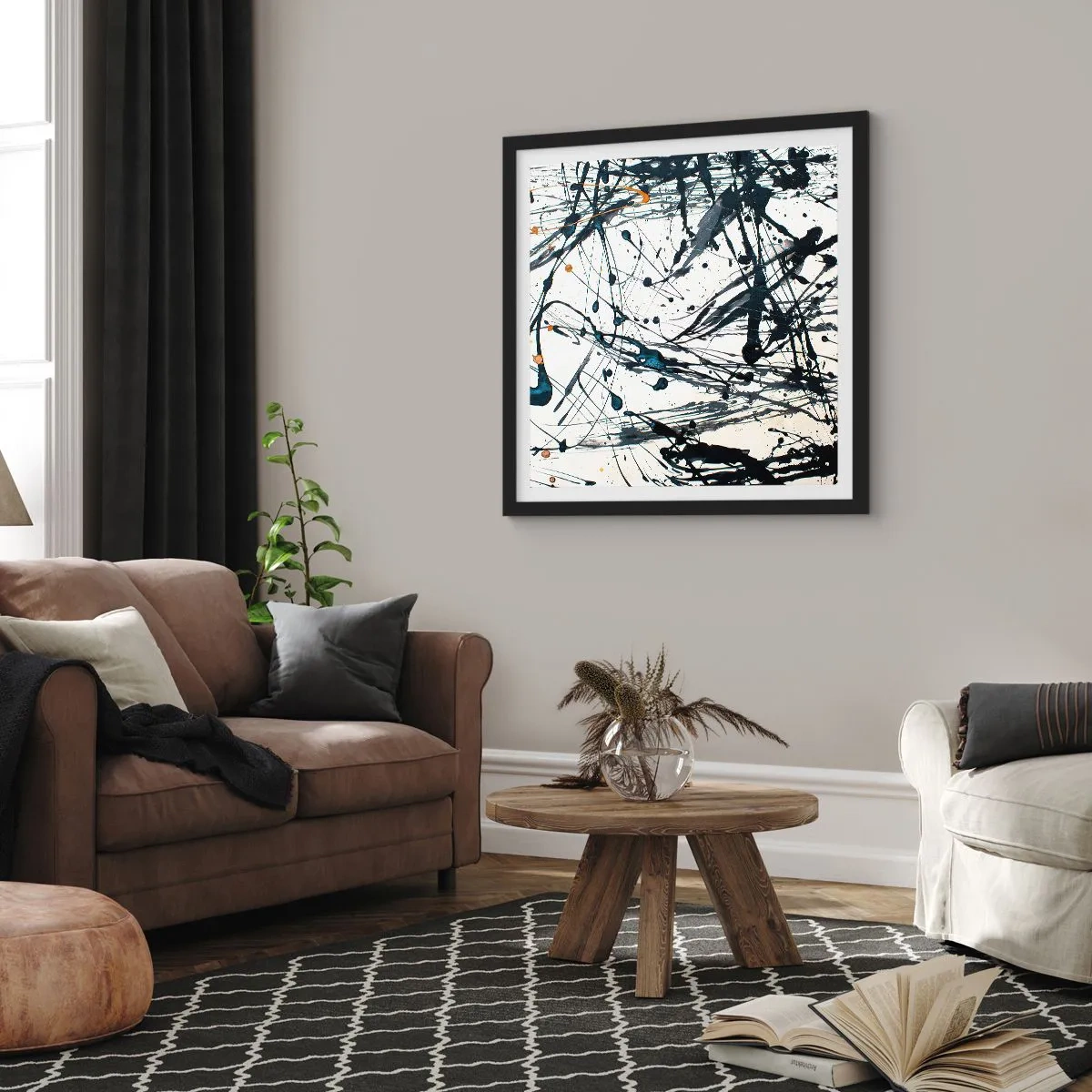 Pôster com moldura preta - Com ou sem sentido? - 60x60 cm