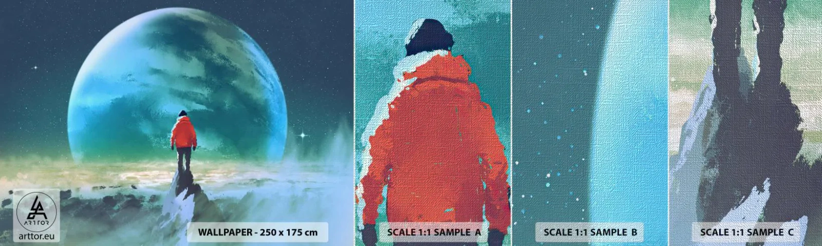 Amostra de papel de parede Premium Canvas - Descobridor de uma nova terra - Abstração, Fantasia, Planeta Terra - 100x30 cm