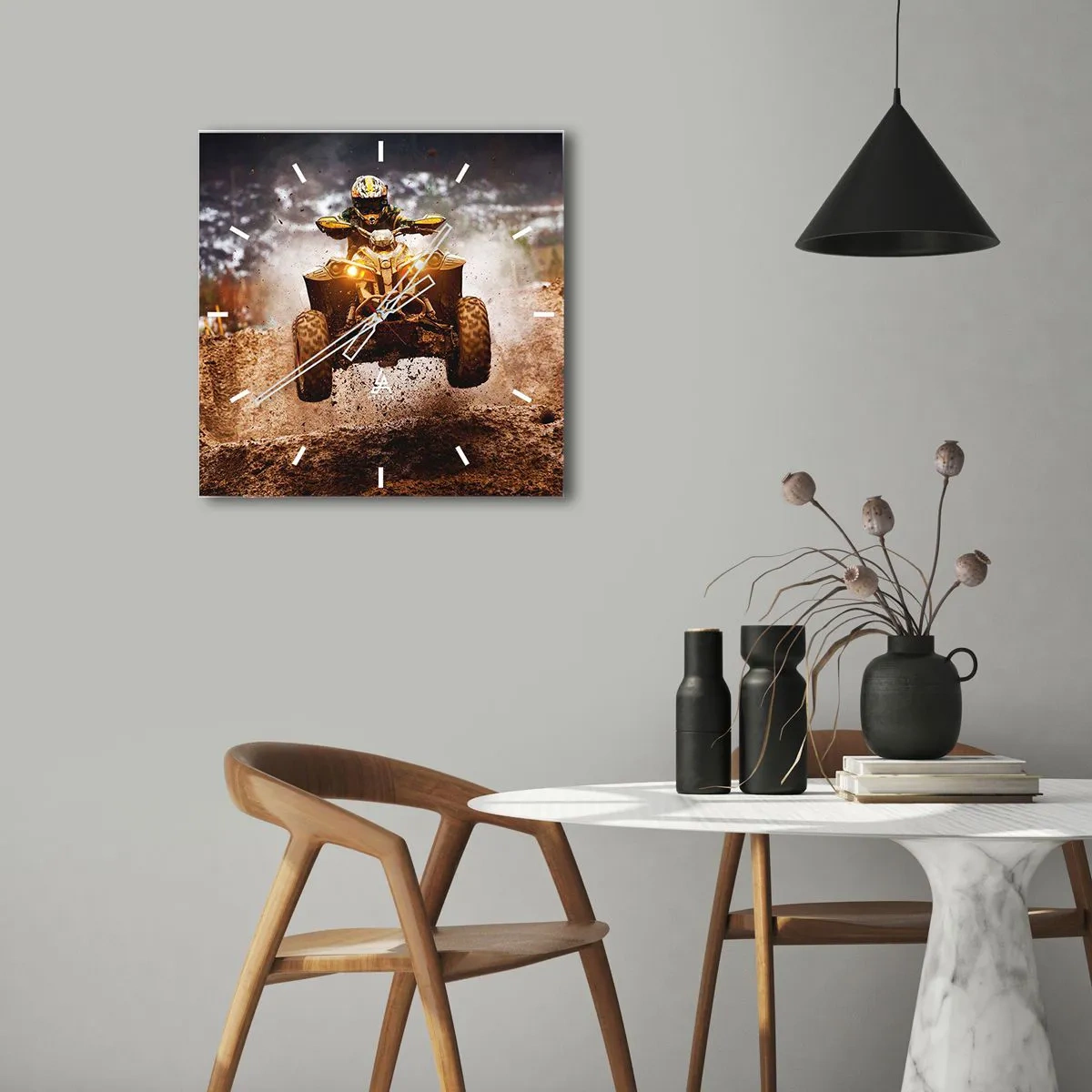 Relógio de parede - Relógio em vidro - No risk no fun - 30x30 cm